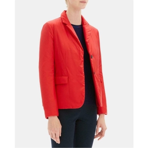 Theory puffer coat red blazer women’s size large career streetwear - Picture 2 of 9